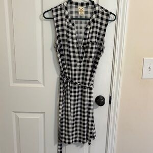 Faded Glory Black and White Checkered Midi Dress